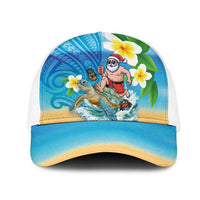 Polynesian Merry Christmas Mesh Trucker Cap Funny Santa with Sea Turtle Beach and Plumeria LT03 One Size White Multicolor - Polynesian Pride