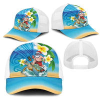 Polynesian Merry Christmas Mesh Trucker Cap Funny Santa with Sea Turtle Beach and Plumeria LT03 - Polynesian Pride