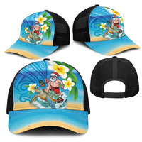 Polynesian Merry Christmas Mesh Trucker Cap Funny Santa with Sea Turtle Beach and Plumeria LT03 - Polynesian Pride