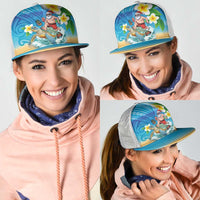 Polynesian Merry Christmas Mesh Trucker Cap Funny Santa with Sea Turtle Beach and Plumeria LT03 - Polynesian Pride