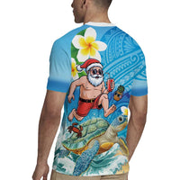 Polynesian Merry Christmas Rugby Jersey Funny Santa with Sea Turtle Beach Plumeria LT03 - Polynesian Pride