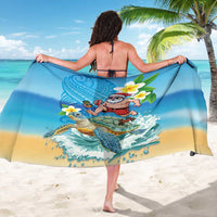Polynesian Merry Christmas Sarong Funny Santa with Sea Turtle Beach Plumeria - Polynesian Pride
