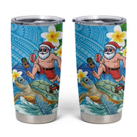 Polynesian Merry Christmas Tumbler Cup Funny Santa with Sea Turtle Beach Plumeria - Polynesian Pride