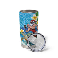 Polynesian Merry Christmas Tumbler Cup Funny Santa with Sea Turtle Beach Plumeria - Polynesian Pride