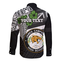 Hawaii James Campbell High School Long Sleeve Button Shirt Kakau Pattern Black Version LT03 - Polynesian Pride