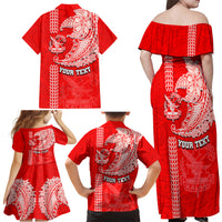 Hawaii Kalani High School Family Matching Off Shoulder Maxi Dress and Hawaiian Shirt Tribal Kakau Pattern LT03 - Polynesian Pride