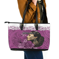 Custom New Zealand Womens Day Leather Tote Bag Traditional Maori Woman Polynesian Pattern Pink Color LT03 - Polynesian Pride