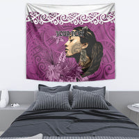 Custom New Zealand Womens Day Tapestry Traditional Maori Woman Polynesian Pattern Pink Color LT03 - Polynesian Pride