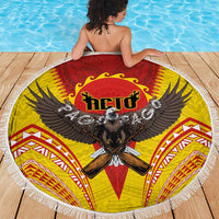 American Samoa Fautasi Race Beach Blanket Pago Pago-Aeto Samoan Tattoo and Eagle LT03 - Polynesian Pride