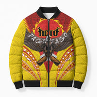 American Samoa Fautasi Race Bomber Puffer Jacket Pago Pago-Aeto Samoan Tattoo and Eagle LT03 Unisex Yellow - Polynesian Pride