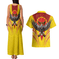 American Samoa Fautasi Race Couples Matching Tank Maxi Dress and Hawaiian Shirt Pago Pago-Aeto Samoan Tattoo and Eagle