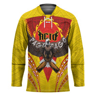 American Samoa Fautasi Race Hockey Jersey Pago Pago-Aeto Samoan Tattoo and Eagle LT03 Unisex Yellow - Polynesian Pride