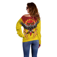 American Samoa Fautasi Race Off Shoulder Sweater Pago Pago-Aeto Samoan Tattoo and Eagle LT03 - Polynesian Pride