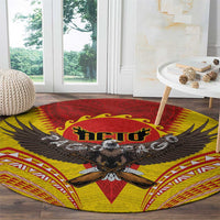 American Samoa Fautasi Race Round Carpet Pago Pago-Aeto Samoan Tattoo and Eagle LT03 - Polynesian Pride