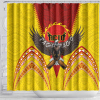 American Samoa Fautasi Race Shower Curtain Pago Pago-Aeto Samoan Tattoo and Eagle LT03 - Polynesian Pride