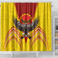 American Samoa Fautasi Race Shower Curtain Pago Pago-Aeto Samoan Tattoo and Eagle LT03 - Polynesian Pride