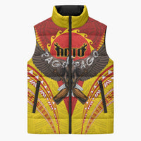American Samoa Fautasi Race Sleeveless Puffer Jacket Pago Pago-Aeto Samoan Tattoo and Eagle LT03 Unisex Yellow - Polynesian Pride