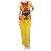 American Samoa Fautasi Race Tank Maxi Dress Pago Pago-Aeto Samoan Tattoo and Eagle LT03 Women Yellow - Polynesian Pride
