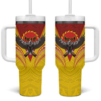 American Samoa Fautasi Race Tumbler With Handle Pago Pago-Aeto Samoan Tattoo and Eagle LT03 One Size: 40 oz Yellow - Polynesian Pride