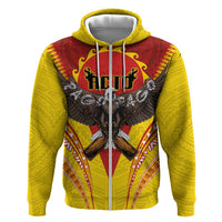 American Samoa Fautasi Race Zip Hoodie Pago Pago-Aeto Samoan Tattoo and Eagle LT03 Zip Hoodie Yellow - Polynesian Pride