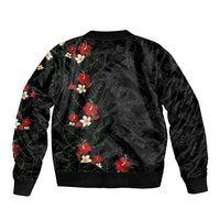 Hawaiian Taro Leaves-Hibiscus and Plumeria Bomber Jacket Floral Tribal Tattoo Motif