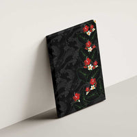 Hawaiian Taro Leaves-Hibiscus and Plumeria Canvas Wall Art Floral Tribal Tattoo Motif