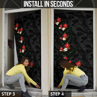 Hawaiian Taro Leaves-Hibiscus and Plumeria Door Cover Floral Tribal Tattoo Motif