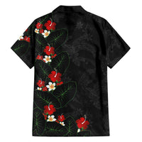 Hawaiian Taro Leaves-Hibiscus and Plumeria Family Matching Long Sleeve Bodycon Dress and Hawaiian Shirt Floral Tribal Tattoo Motif
