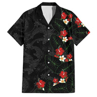Hawaiian Taro Leaves-Hibiscus and Plumeria Family Matching Summer Maxi Dress and Hawaiian Shirt Floral Tribal Tattoo Motif