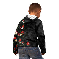 Hawaiian Taro Leaves-Hibiscus and Plumeria Kid Hoodie Floral Tribal Tattoo Motif