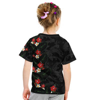 Hawaiian Taro Leaves-Hibiscus and Plumeria Kid T Shirt Floral Tribal Tattoo Motif