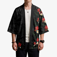 Hawaiian Taro Leaves-Hibiscus and Plumeria Kimono Floral Tribal Tattoo Motif