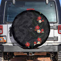 Hawaiian Taro Leaves-Hibiscus and Plumeria Spare Tire Cover Floral Tribal Tattoo Motif
