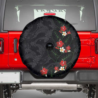 Hawaiian Taro Leaves-Hibiscus and Plumeria Spare Tire Cover Floral Tribal Tattoo Motif