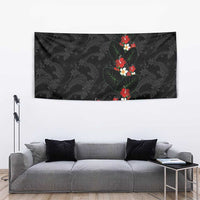 Hawaiian Taro Leaves-Hibiscus and Plumeria Tapestry Floral Tribal Tattoo Motif