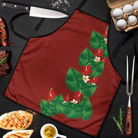 Hawaiian Taro Leaves-Hibiscus and Plumeria Apron Polynesian Art-Kakau Tattoo Red LT03 Red - Polynesian Pride