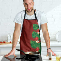 Hawaiian Taro Leaves-Hibiscus and Plumeria Apron Polynesian Art-Kakau Tattoo Red LT03 - Polynesian Pride