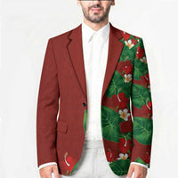Hawaiian Taro Leaves-Hibiscus and Plumeria Blazer Polynesian Art-Kakau Tattoo Red LT03 - Polynesian Pride