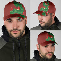 Hawaiian Taro Leaves-Hibiscus and Plumeria Classic Cap Polynesian Art-Kakau Tattoo Red LT03 - Polynesian Pride