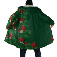 Hawaiian Taro Leaves-Hibiscus and Plumeria Cloak Polynesian Art-Kakau Tattoo Green