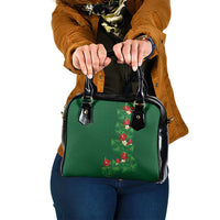 Hawaiian Taro Leaves-Hibiscus and Plumeria Shoulder Handbag Polynesian Art-Kakau Tattoo Green