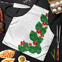 Hawaiian Taro Leaves-Hibiscus and Plumeria Apron Polynesian Art-Kakau Tattoo White LT03 White - Polynesian Pride
