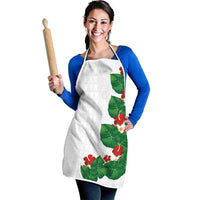 Hawaiian Taro Leaves-Hibiscus and Plumeria Apron Polynesian Art-Kakau Tattoo White LT03 - Polynesian Pride