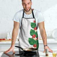 Hawaiian Taro Leaves-Hibiscus and Plumeria Apron Polynesian Art-Kakau Tattoo White LT03 - Polynesian Pride