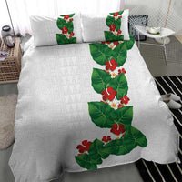 Hawaiian Taro Leaves-Hibiscus and Plumeria Bedding Set Polynesian Art-Kakau Tattoo White LT03 - Polynesian Pride