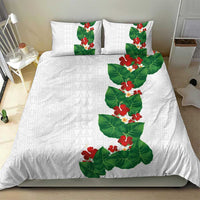 Hawaiian Taro Leaves-Hibiscus and Plumeria Bedding Set Polynesian Art-Kakau Tattoo White LT03 - Polynesian Pride