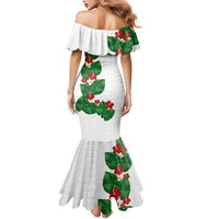 Hawaiian Taro Leaves-Hibiscus and Plumeria Family Matching Mermaid Dress and Hawaiian Shirt Polynesian Art-Kakau Tattoo White