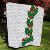 Hawaiian Taro Leaves-Hibiscus and Plumeria Quilt Polynesian Art-Kakau Tattoo White