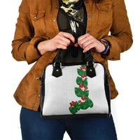 Hawaiian Taro Leaves-Hibiscus and Plumeria Shoulder Handbag Polynesian Art-Kakau Tattoo White