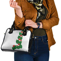 Hawaiian Taro Leaves-Hibiscus and Plumeria Shoulder Handbag Polynesian Art-Kakau Tattoo White